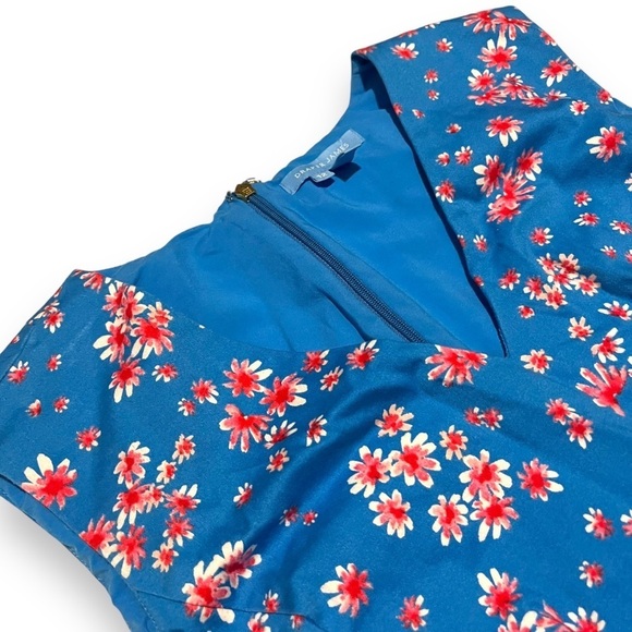 Draper James Blue Floral Dress Size 12 ASO Ginger Zee Good Morning America Celeb - Picture 3 of 10